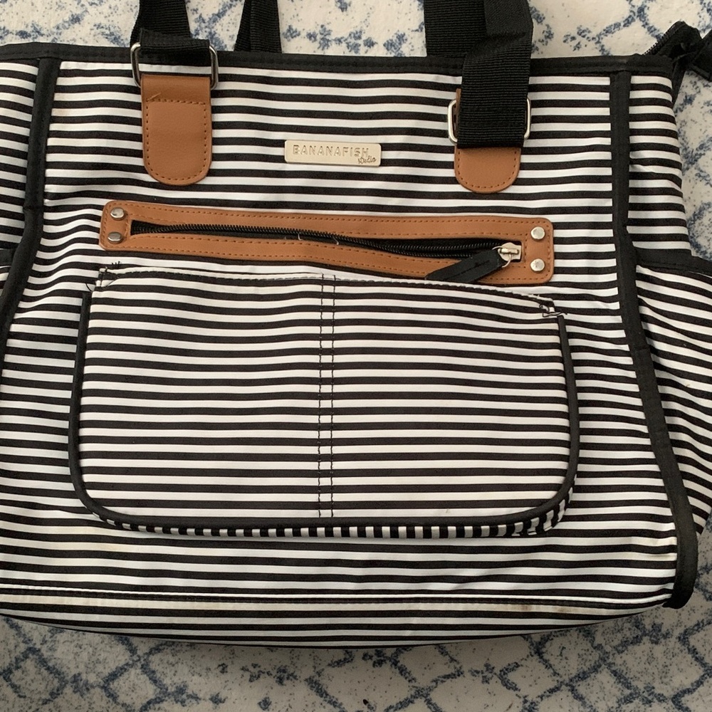 Bananafish Studio Striped Black and White Baby Bag